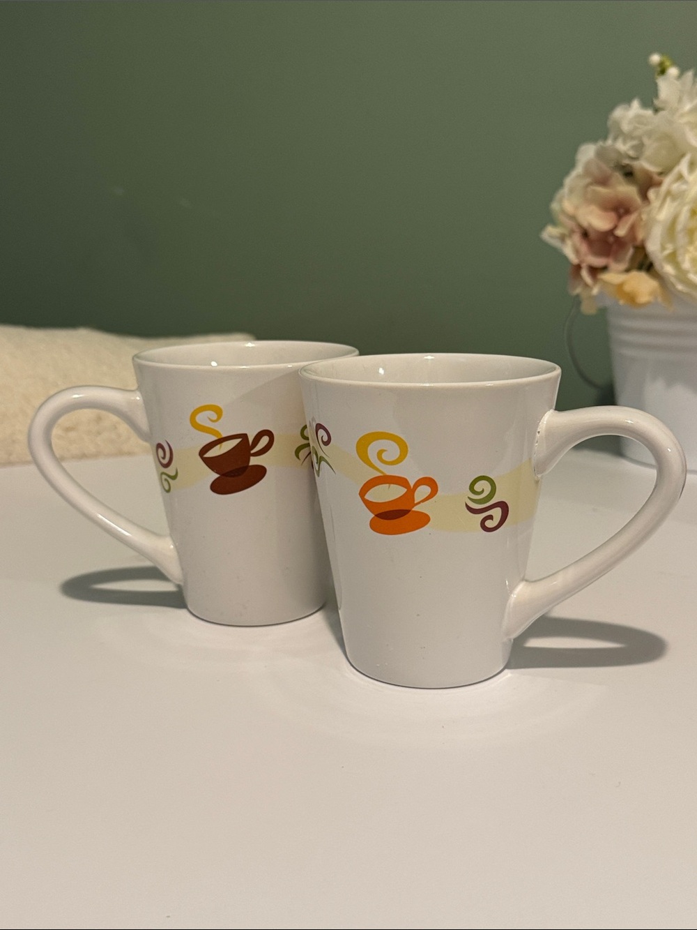 Vintage Collectable Dunkin Donuts Steaming Coffee Cups - Set of 2 (Dunks Mugs)